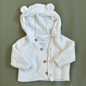 Carter's Cream Knit Baby Cardigan with Bear Ears